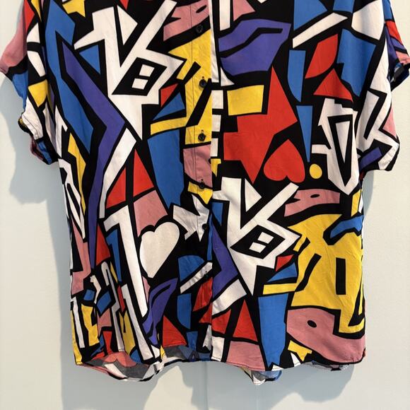Big Dart Top Women Size US 12 Colorful Abstract Geometric Retro Graffiti Pop Art - Picture 4 of 10
